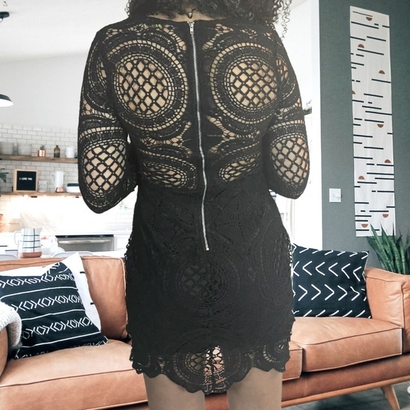 Sheer Top Midi Dress - Black - Picture 3 of 5